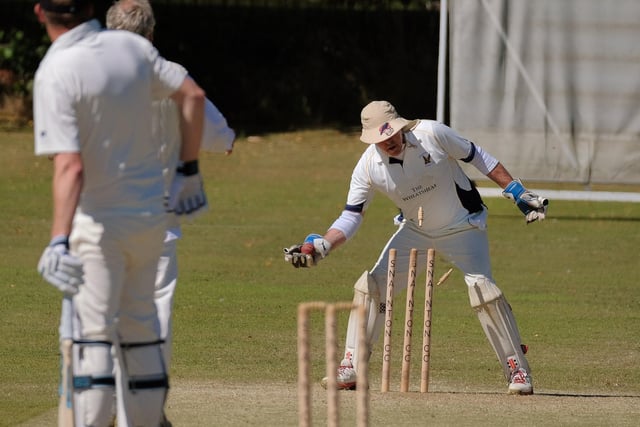 Ravenscar 2nds keeper Les Hall completes a run-out