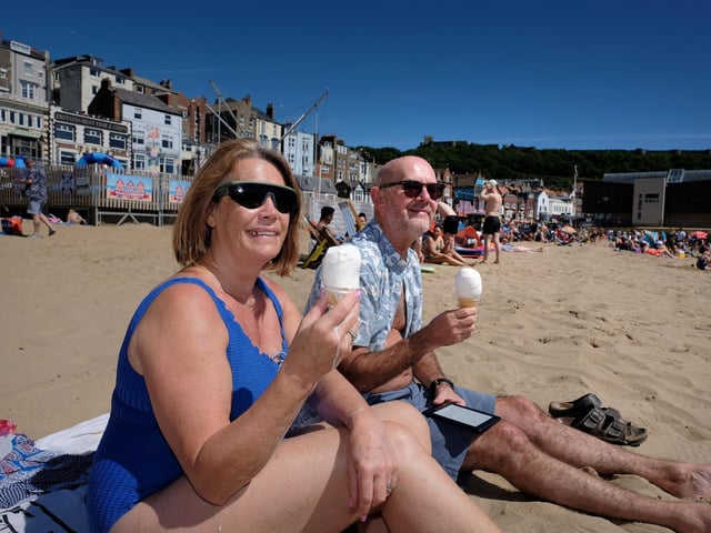 Nikki and Lyn Vinter enjoying the sun and an ice cream.