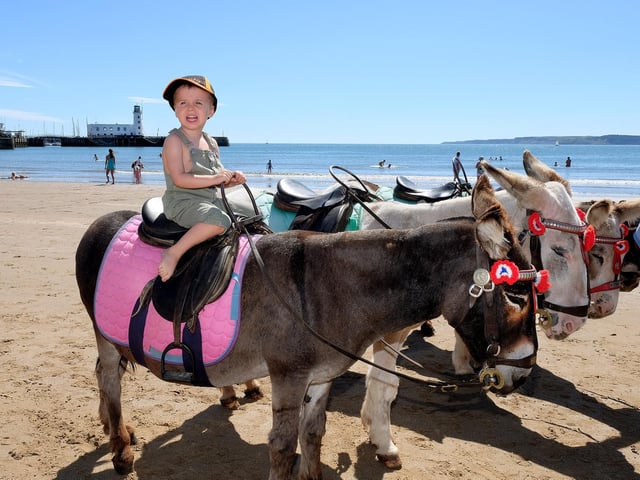 Oliver enjoys a donkey ride.