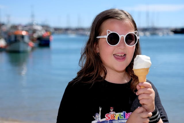Enjoying an ice cream at the harbour.