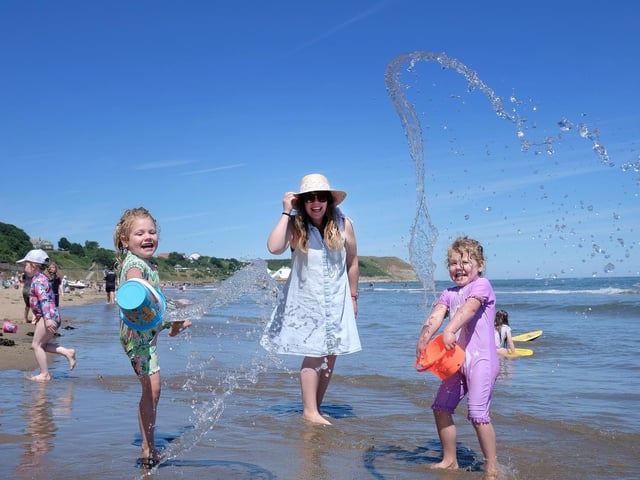 Splash fun with Bella, Mum Jenny and Blake having a great time.