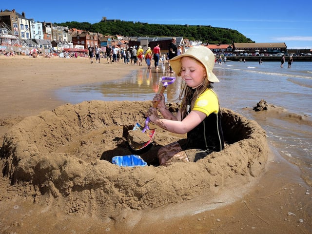 Building the perfect sandcastle in South Bay.