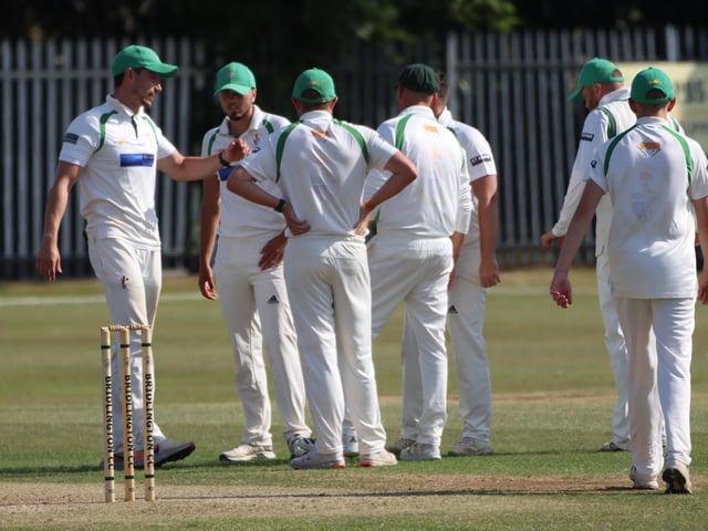Bridlington CC celebrate a Malton & Old Malton CC wicket