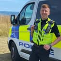 Josh Beasley-Hall, 25, has been a campaigner to raise awareness of Huntington’s disease and has been nominated by the Huntington’s Disease charity to carry the baton. Photo courtesy of Humberside Police
