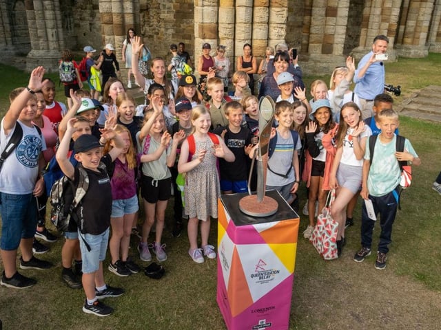 The Queen's Baton Relay visits Whitby Abbey.