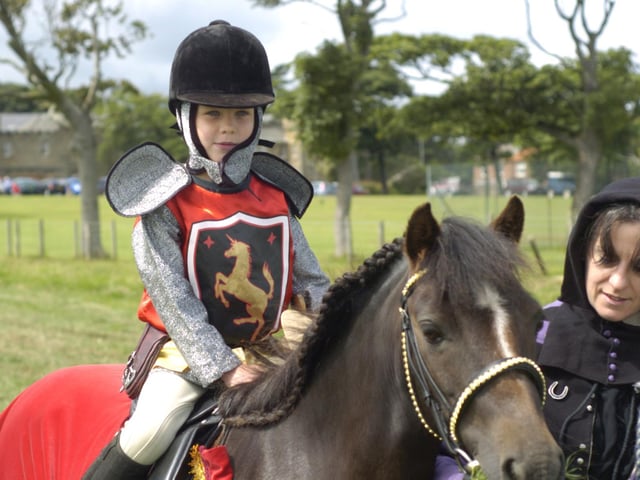 At Sneaton and Hawsker Show Byron Adams enters the fancy dress competition as a knight with his horse Bramble.