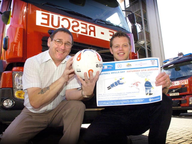 Paul Ratcliffe of McCains, left, and Carl Stuttard of Scarborough Fire Station look forward to a football skills tournament.