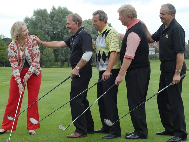 Saint Catherine's Hospice charity golf tournament at South Cliff Golf Club with, left to right, Penny Campbell, John Rhodes, Dennis Machon, Tony Arnold and Ron Keld.
