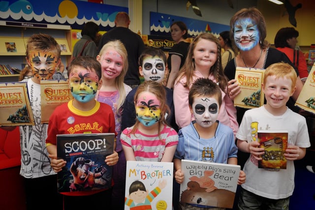 Scarborough Library hosts a reading challenge where the children were also able to have their faces painted. Library Community and Information Officer Heather French is pictured back right, with the children.