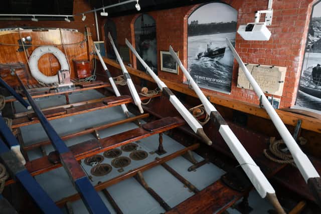 Inside of The Robert and Ellen Robson, a wooden lifeboat that was used in Whitby until the 1950s.
