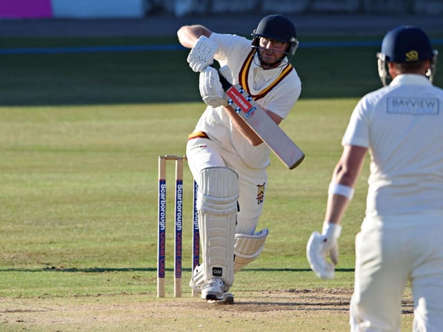 Staxton batter David Morris hits the ball through midwicket