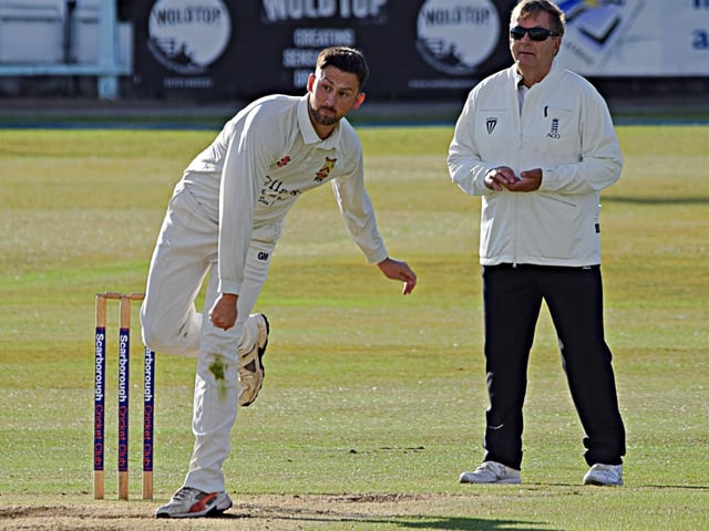 Staxton slow bowler Ryan Hargreaves in action