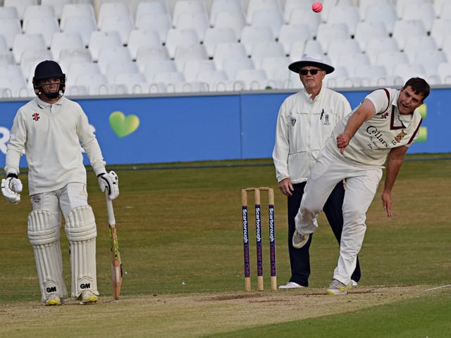 Staxton skipper Linden Gray in bowling action