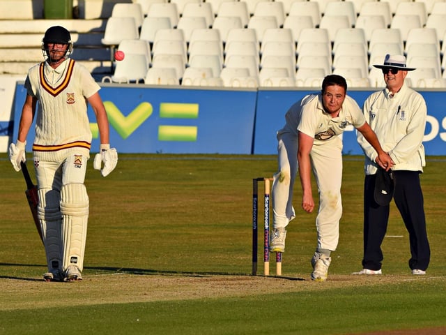 Scarborough's Charlie Hopper in bowling action.