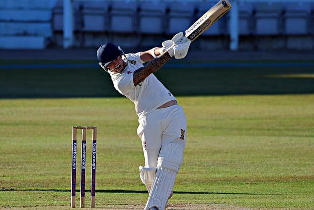 Staxton batter Jack Pinder on his way to a superb fifty