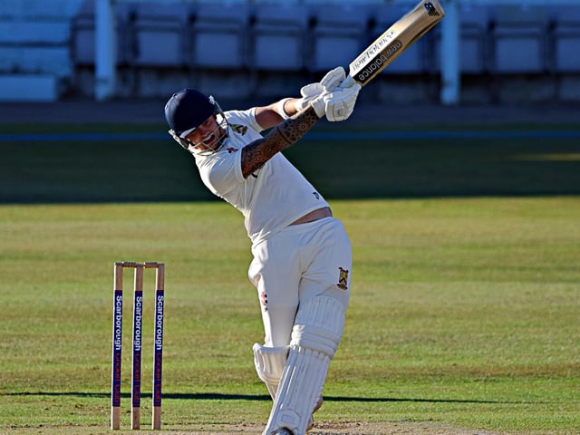 Staxton batter Jack Pinder on his way to a superb fifty