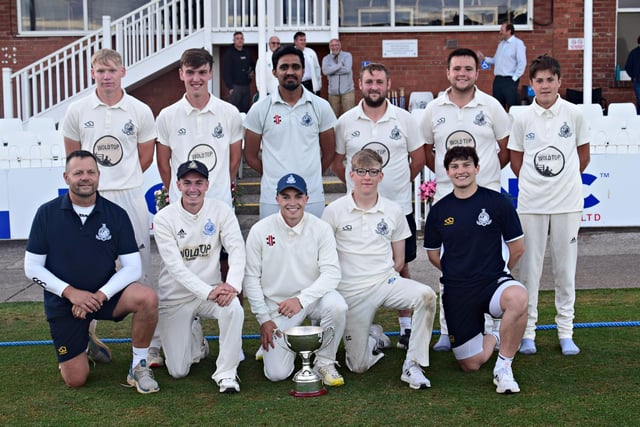 Scarborough CC line up after their Linda Goulding Memorial Harburn Cup final win against Staxton