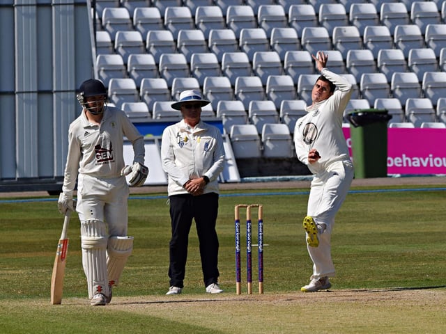 Scarborough CC all-rounder Pat Roberts takes the new ball