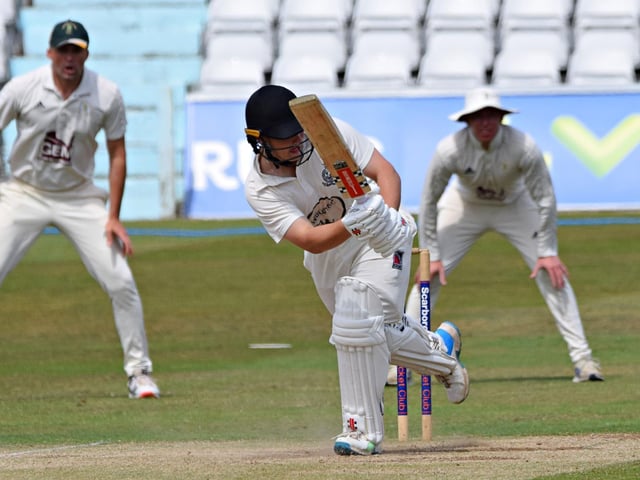 Scarborough CC batter Duncan Brown works the ball to leg