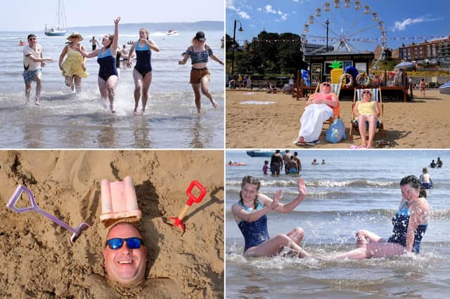Beachgoers found a range of ways to cool off at the seaside during the heatwave.