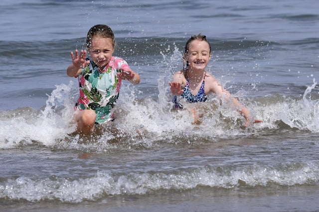 Isabelle and Matilda cool off in North Bay.