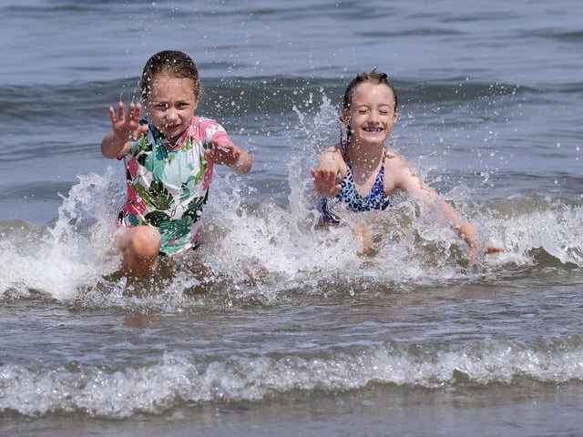 Isabelle and Matilda cool off in North Bay.