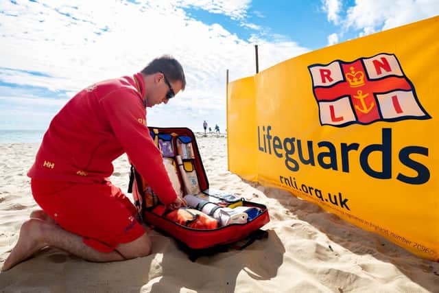 The lifeguard team based at Bridlington South beach assisted in the first aid of a three-year-old child. Photo courtesy of the RNLI