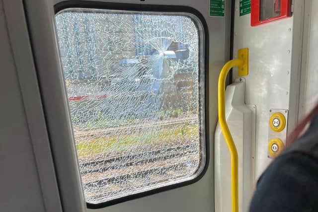 The brick throwing incident, which remains under investigation by British Transport Police, saw 15-week-old Esme Emmerson hit by flying glass. Photo submitted