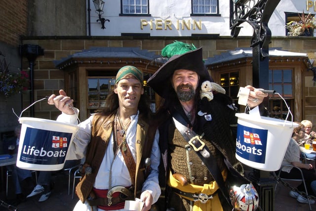 At Whitby Lifeboat Weekend Flintlock Fred and Captain Bar-Poser raise funds for the RNLI.