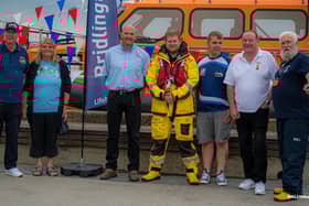 Buddies for Boats members are pictured with Bridlington RNLI volunteer Jason Stephenson. Photo: Mike Milner/RNLI
