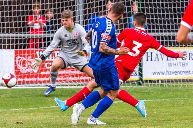 Whitby number 10 Marcus Giles makes it 2-0 against Middlesbrough FC
Photos by Brian Murfield