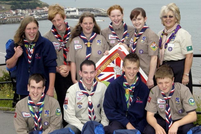 Scouts leave for jamboree. Front, Nick Patrick, assistant leader Jon Turley, Oliver Ritchie, Asher Haynes; back, Matthew Usher, Sean Deighton, Frances Thompson, Katie Newlove, Brett Baldwin and Bonnie Purchon.