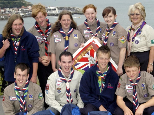 Scouts leave for jamboree. Front, Nick Patrick, assistant leader Jon Turley, Oliver Ritchie, Asher Haynes; back, Matthew Usher, Sean Deighton, Frances Thompson, Katie Newlove, Brett Baldwin and Bonnie Purchon.