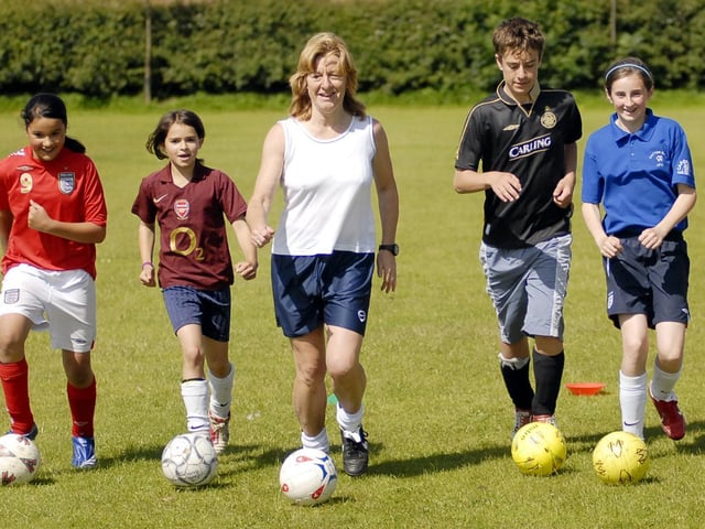 Cayton Corinthians put in some training with Sue Flinton, who leads the group.