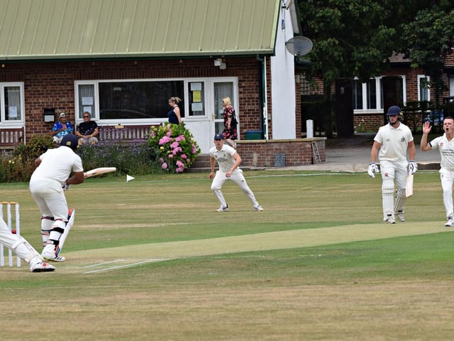 George Drury bowls to Prince Bedi