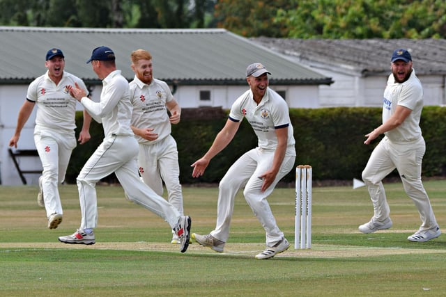 Driffield are jubliant after claiming the prize wicket of Breidyn Schaper