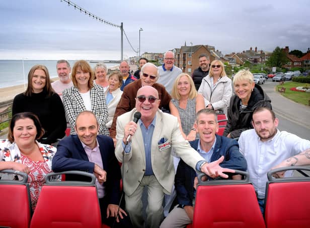 Brendan Sheerin, the star of TV show Coach Trip, helped launch Bridlington’s brand-new open-top bus service with an exclusive guided tour of the town’s sights on Friday (July 22). Photo courtesy of Richard Ponter