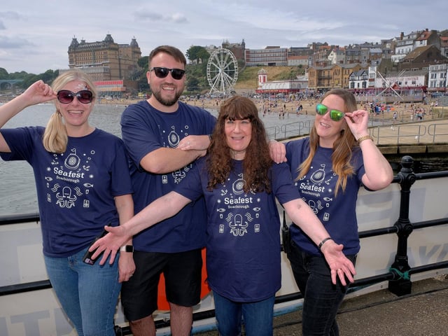 Faye Francis, Karl Cammish, Janet Jefferson and Vicki Jones from the Seafest team enjoy the day