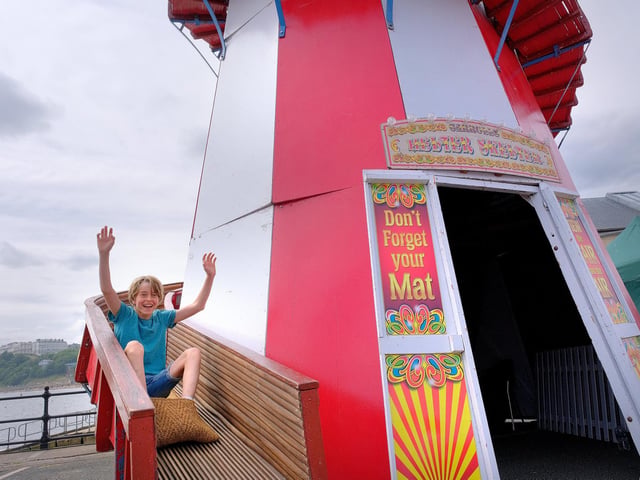 Edward Francis sliding down the Helter Skelter