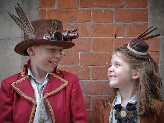 Young visitors to Whitby Steampunk Weekend.