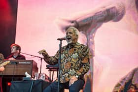 Sir Tom Jones on stage in Scarborough.