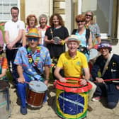 The Hull Zumba Band entertains the crowds during the Sewerby Hall and Gardens Picnic in the Park and the Morris Minor Club gathering in 2015. Do you recognise any of the people in the photograph? Image taken by Paul Atkinson. (NBFP PA1533-19b)
