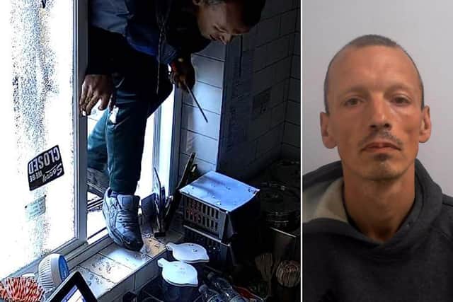 Henderson was caught on CCTV breaking into the cafe. (Photos: North Yorkshire Police)