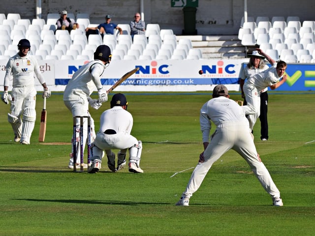 Michael Brown opens the bowling for Pickering