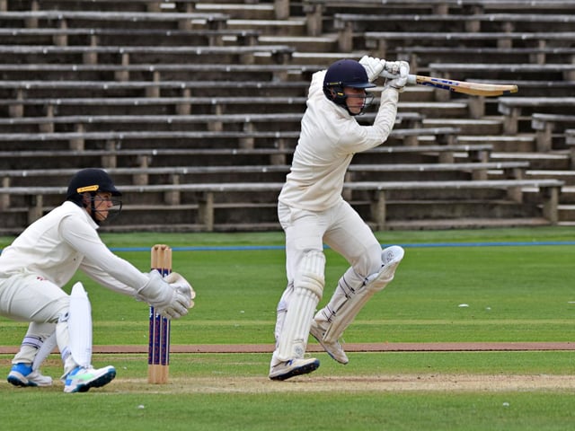 Harrogate batter Cooper Smith works through the covers