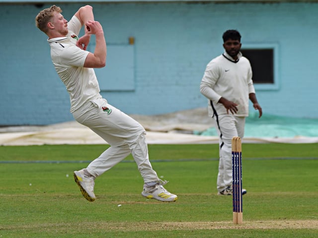 Harrogate paceman Jonathan Macgregor in full flight