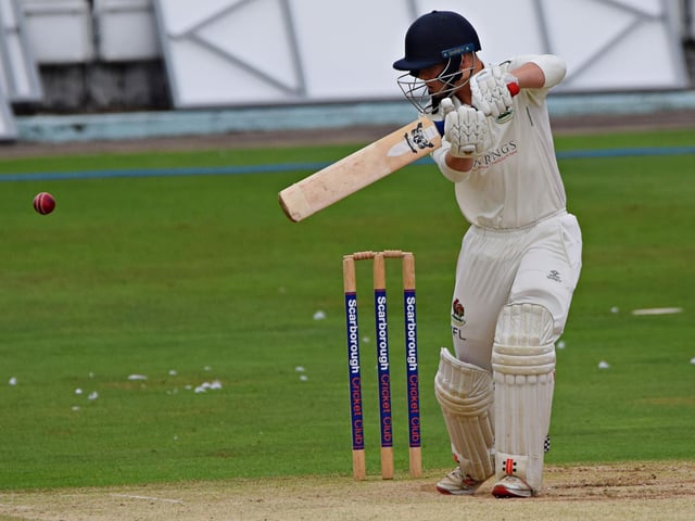 Harrogate batter Isaac Light tries to push through point