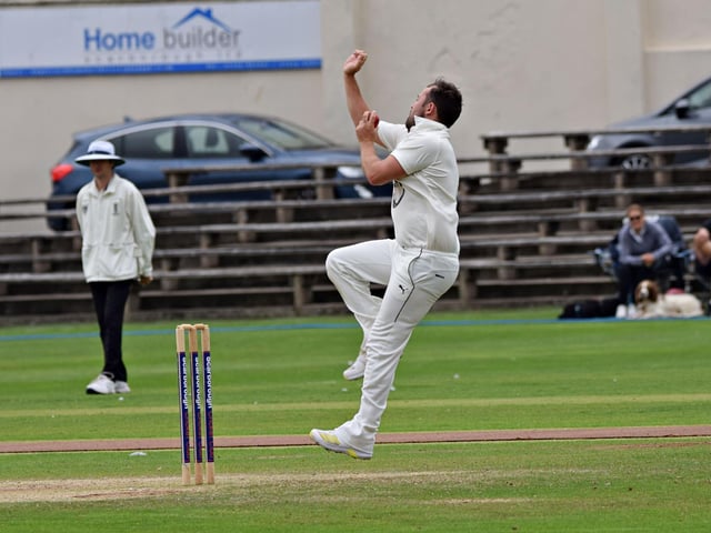 Scarborough paceman Dan Robson in full flow