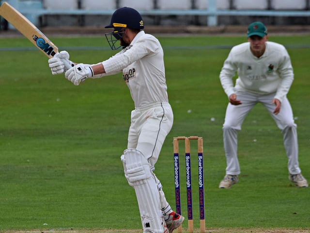 Scarborough opener Oli Stephenson falls in the first over, caught at backward point