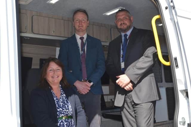 From L to R; Police, Fire and Crime Commissioner Zoë Metcalfe, Detective Sergeant Liam Carter and Detective Inspector Gavin Mayes of the Cyber Crime Unit.